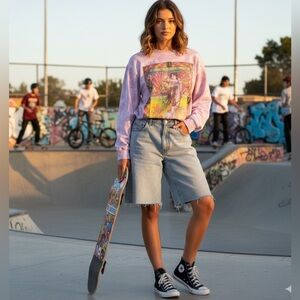 Janis Joplin Long Sleeve Cropped T Shirt SZ Medium